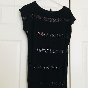 Black and sequins short sleeved dress